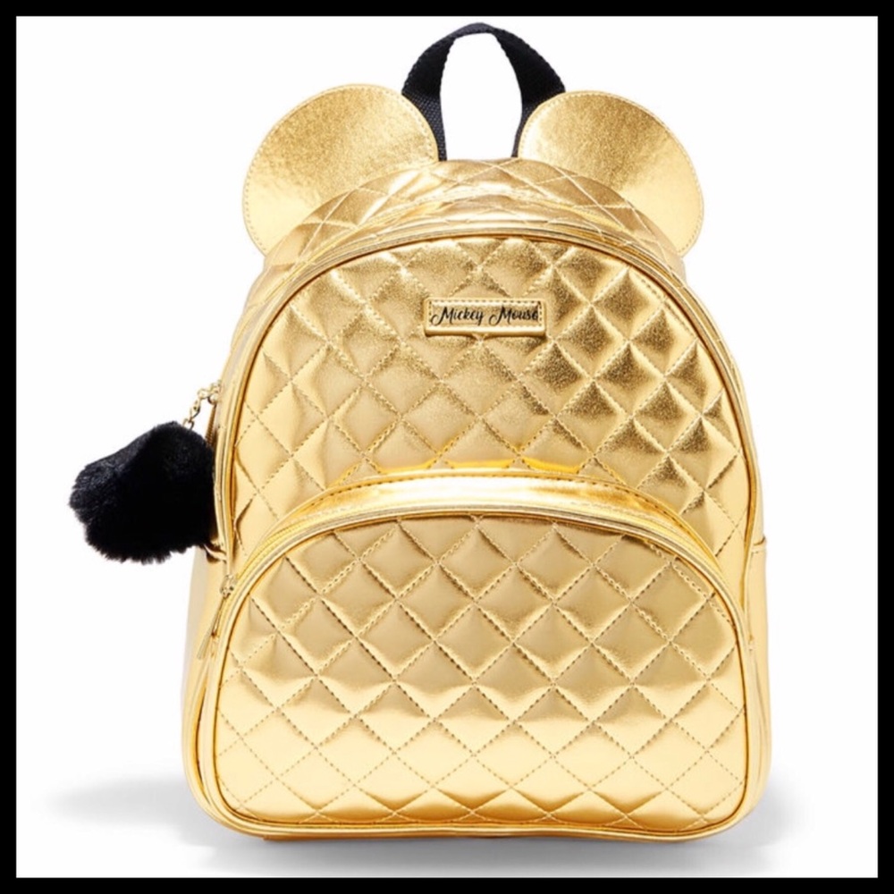 DISNEY MICKEY MOUSE METALLIC GOLD BACKPACK - Picture 1 of 2